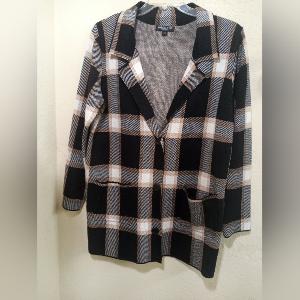 Absolutely Famous Black and Tan Plaid Blazer